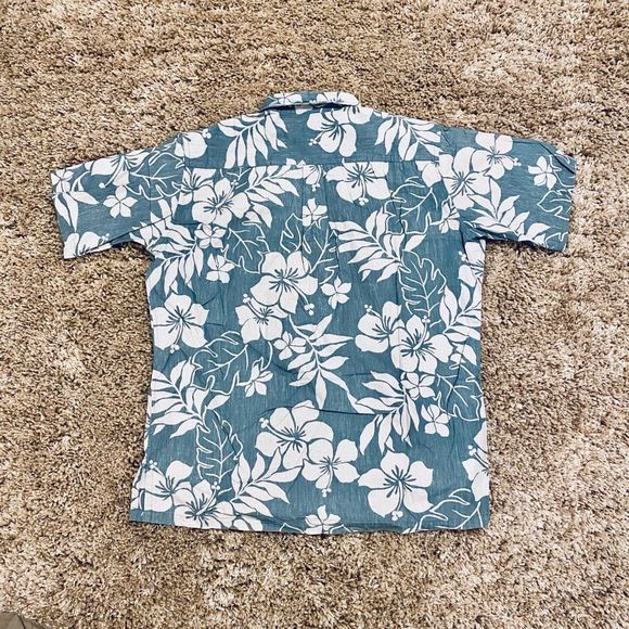OXXO Men's Teal Floral Casual Button Down Shirt - Picture 2 of 3